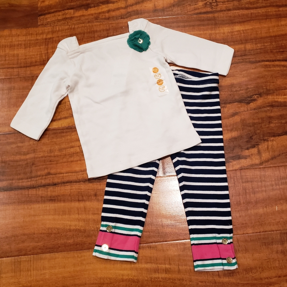 Gymborre NWT 18-24 months corsage long sleeve top and striped leggings